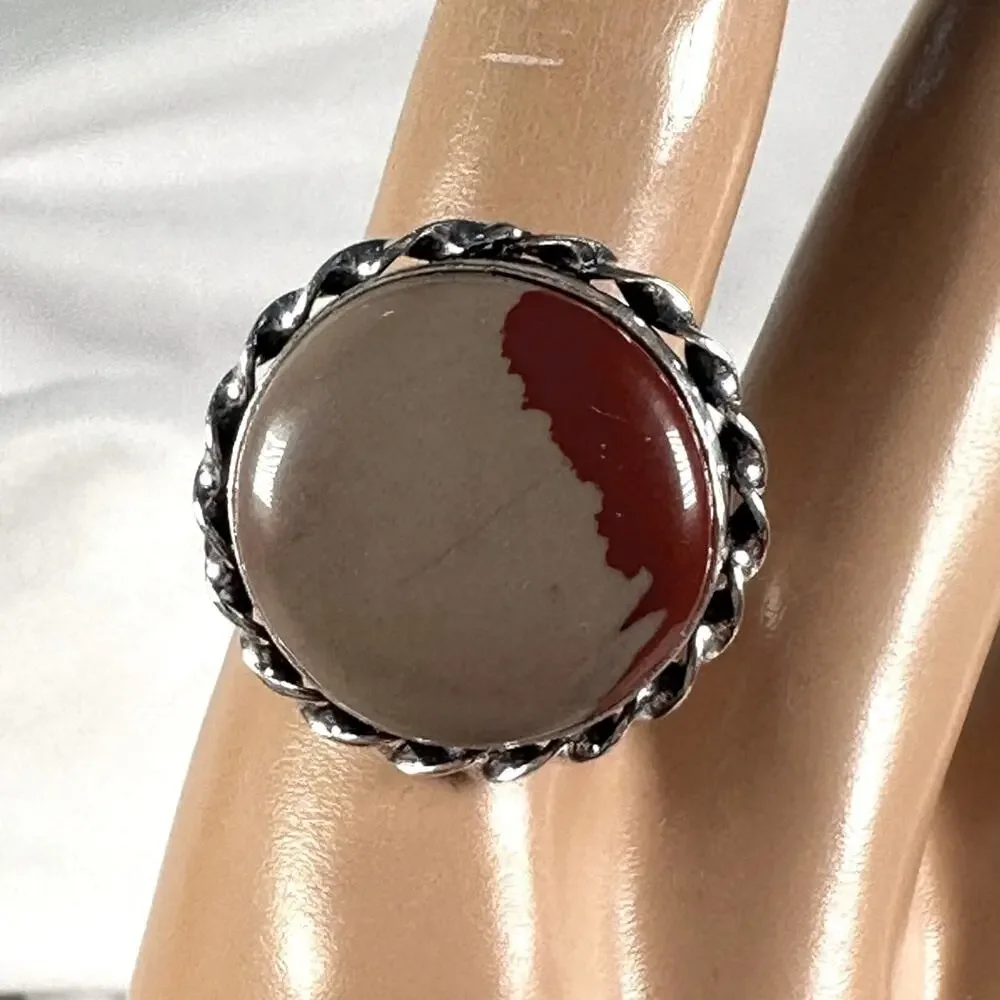 Mookaite natural gemstone silver plated ring adjustable fits all sizes handmade - Picture 2 of 3